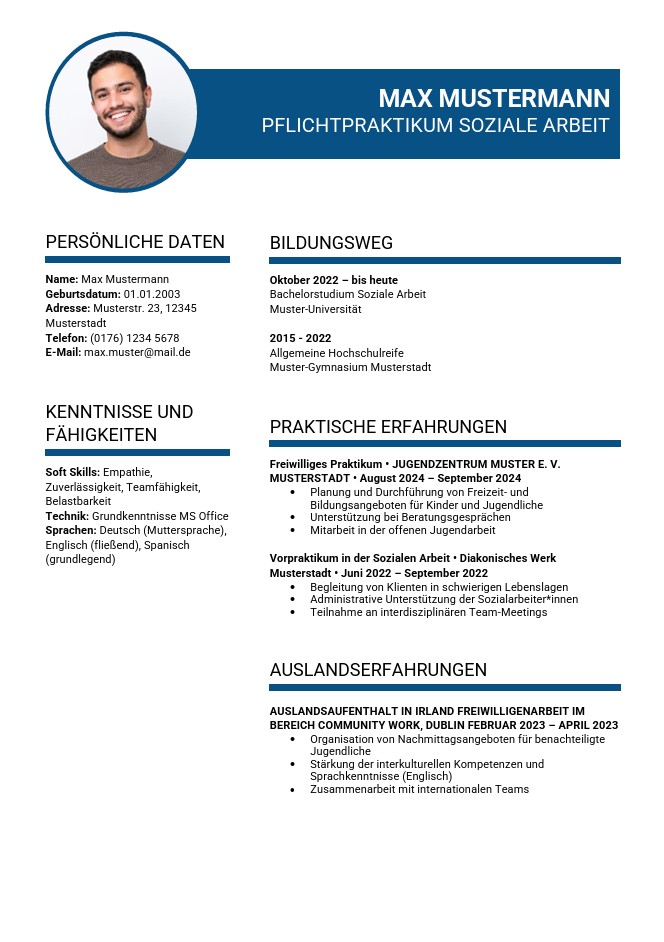 Bewerbung Praktikum Lebenslauf Modern Muster