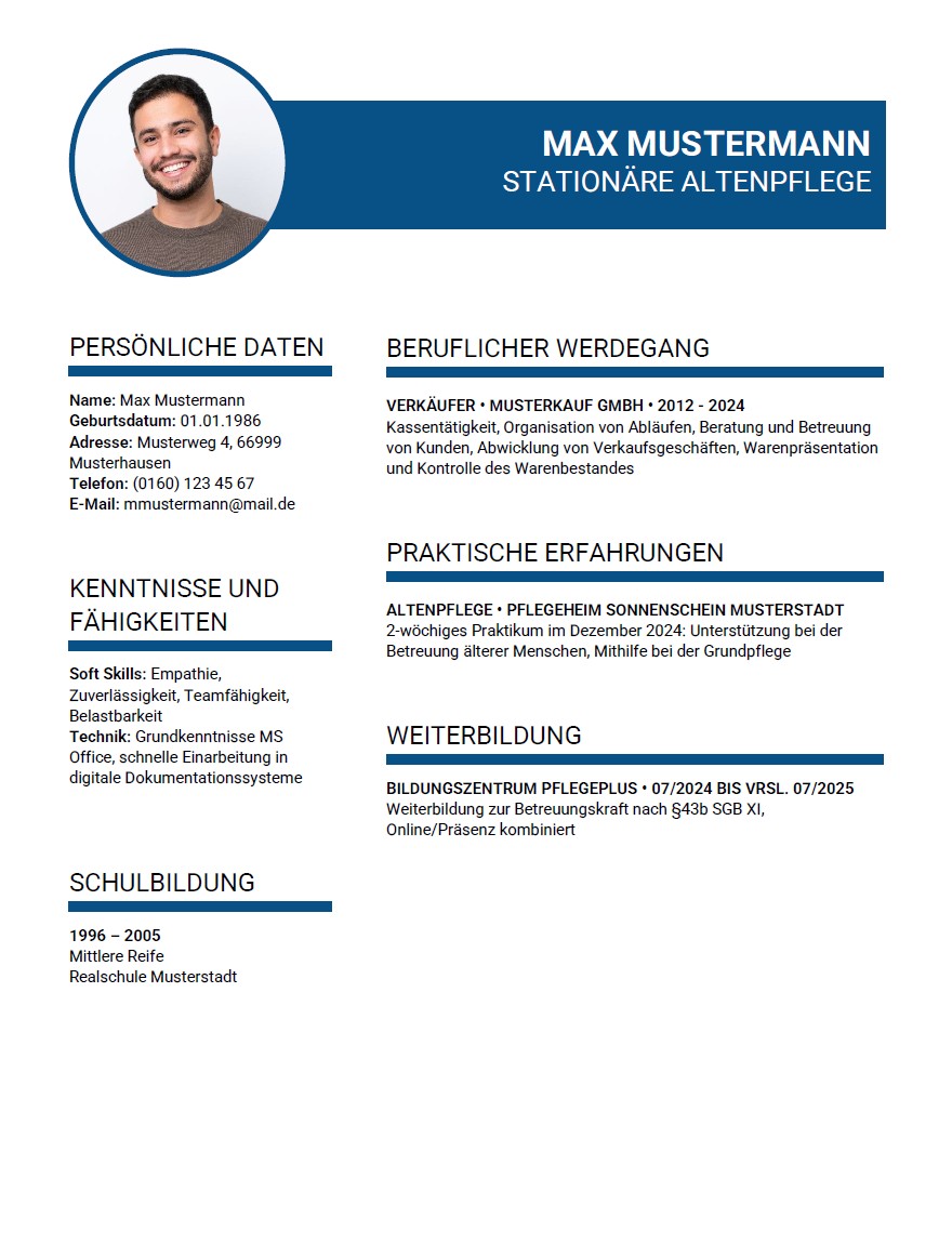 Lebenslauf Als Quereinsteiger Modern