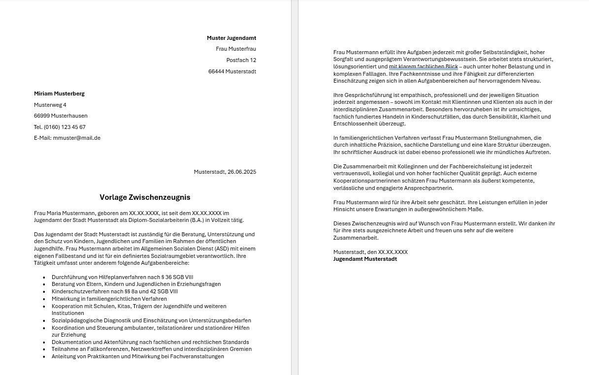 Zwischenzeugnis Muster