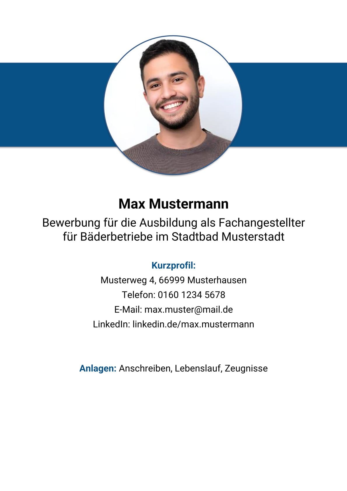 Deckblatt Vorlage Ausbildung Fachangestellter Für Bäderbetriebe Bewerbung