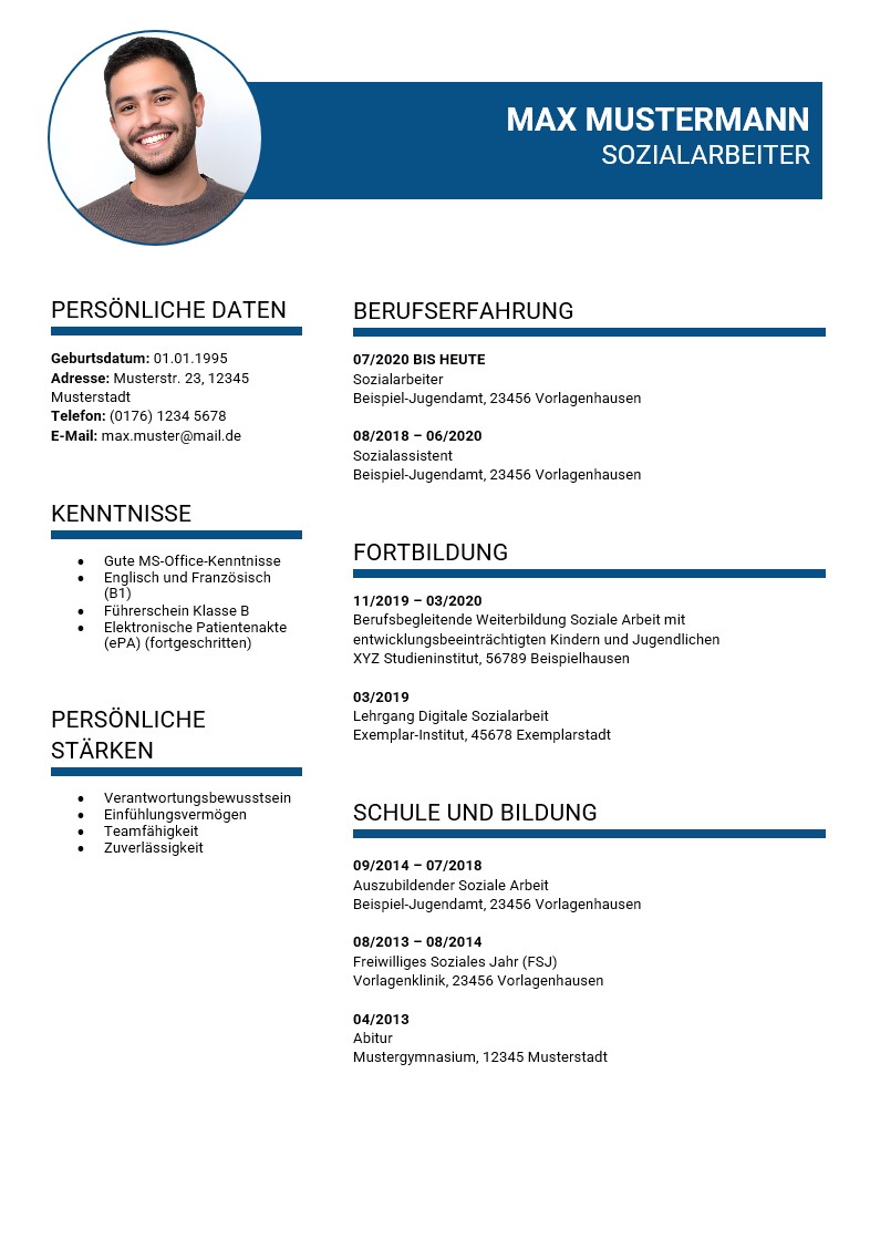 Lebenslauf Sozialarbeiter Bewerbung