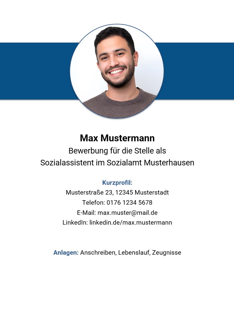 Muster Deckblatt Sozialassistent Bewerbung