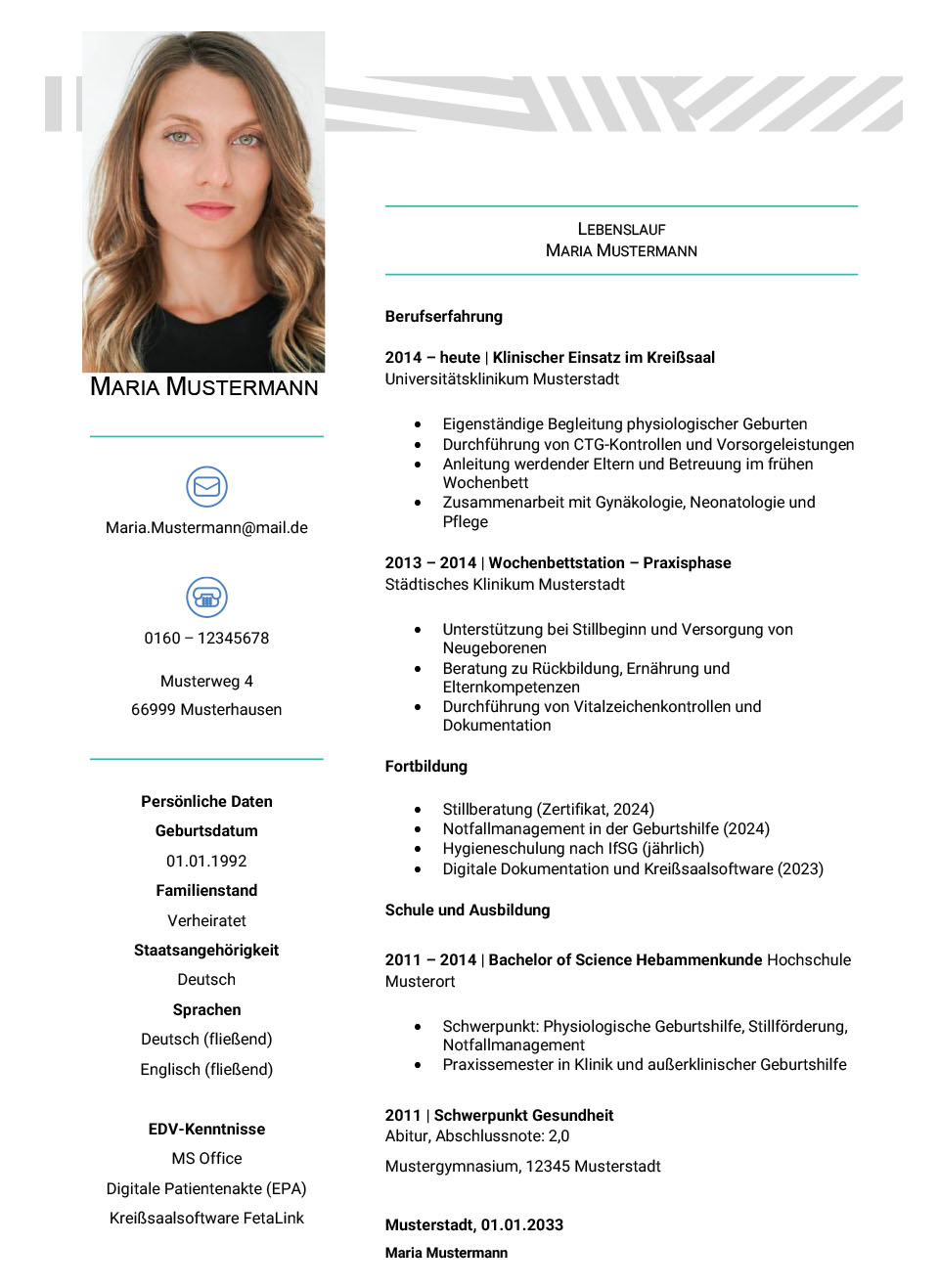 Anschreiben Muster Hebamme Bewerbung