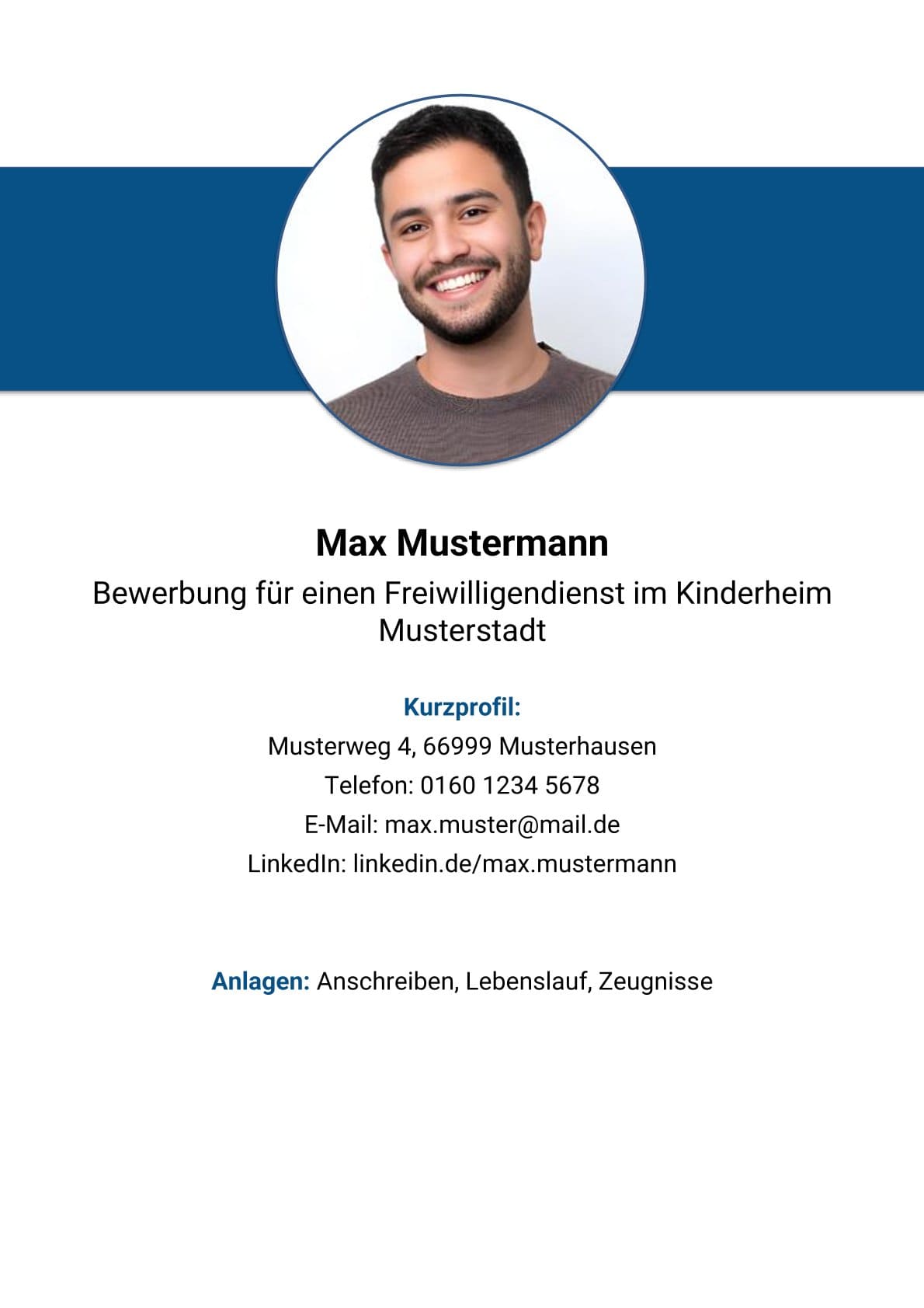 Deckblatt Vorlage Freiwilligendienst Bewerbung